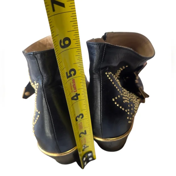 Chloe Women's Black Ankle Boots with Gold Studs - Picture 11 of 16